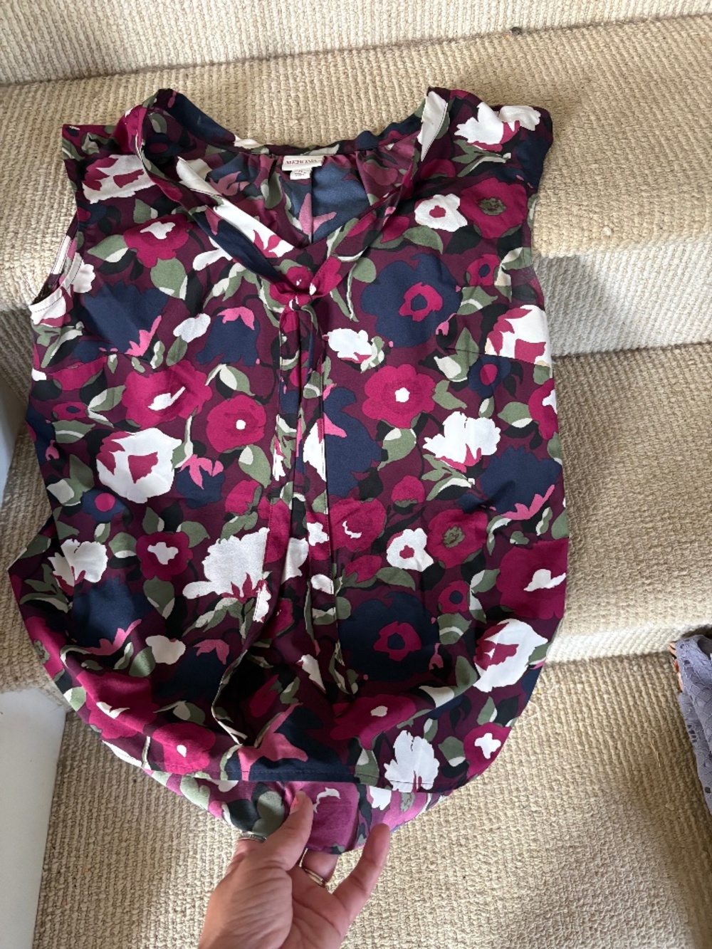 Merona floral front tie top